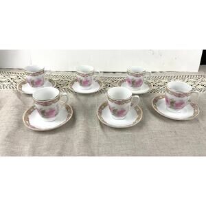 VTG Set of 6‎ Pink Rose Tea Cup & Saucer Antique Z. S. & Co Bavaria Floral 12PC